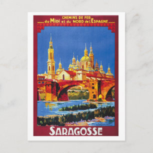 Saragossa, Spanien, Stadt, alte Reise-Postkarte Postkarte