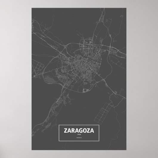 Saragossa, Spanien (weiß auf schwarz) Poster (Vorne)