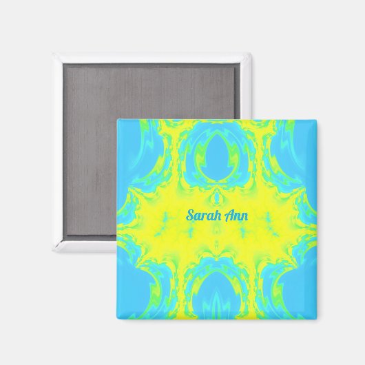 SARAH ANN ~Abstraktes Muster ~ Yellow Blue Green ~ Magnet (Vorderseite/Rückseite)