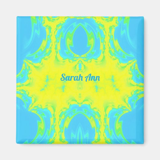 SARAH ANN ~Abstraktes Muster ~ Yellow Blue Green ~ Magnet (Vorne)
