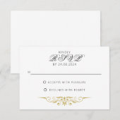 Sarah - antike goldene Feierliche Hochzeit RSVP Karte (Vorne/Hinten)