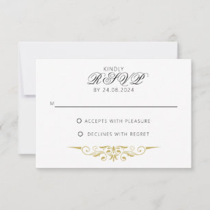 Sarah - antike goldene Feierliche Hochzeit RSVP Karte