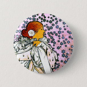 Sarah Bernhardt, La Dame aux Camélias, Mucha Fein Button
