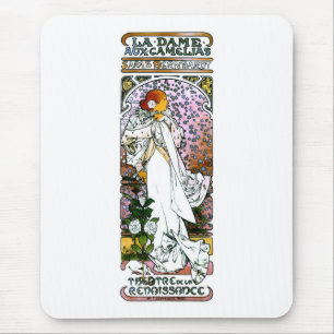 Sarah Bernhardt, La Dame aux Camélias, Mucha Fine Mousepad