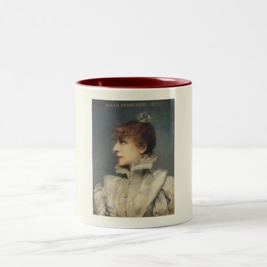 Sarah Bernhardt, Louise Abbéma Portrait Zweifarbige Tasse (Mittel)
