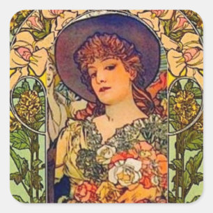 Sarah Bernhardt Tosca. Quadratischer Aufkleber