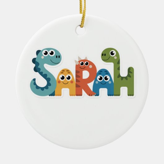 Sarah Dinosaur Name Niedlich Dino Letters Design Keramik Ornament (Vorne)