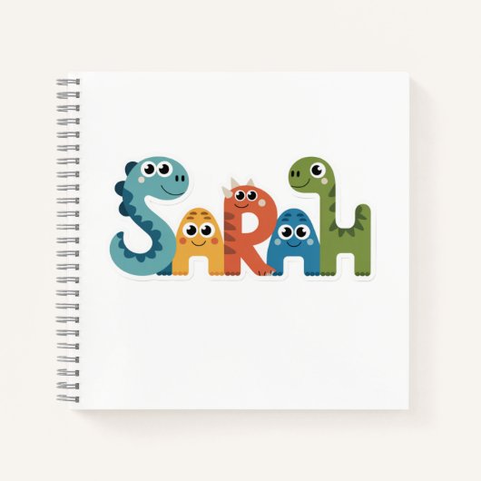 Sarah Dinosaur Name Niedlich Dino Letters Design Notizblock (Vorderseite)
