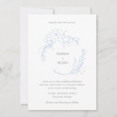 Sarah Dusty Blue Floral Wreath Modern Wedding Einladung (Vorderseite)