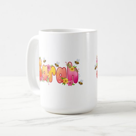 Sarah - Floral and Bee Design Mug Kaffeetasse (Vorderseite Links)