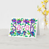 "Sarah" Geburtstags-Karte Karte (Gelbe Blume)