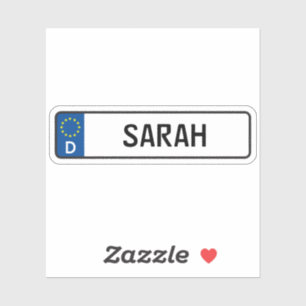 Sarah German Car License Plate Aufkleber