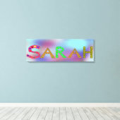 SARAH Girl's Name Niedlich Letters Design Blue Leinwanddruck (Insitu (Holzboden))