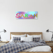 SARAH Girl's Name Niedlich Letters Design Blue Leinwanddruck (Insitu (Schlafzimmer))