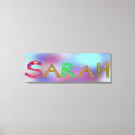 SARAH Girl's Name Niedlich Letters Design Blue Leinwanddruck