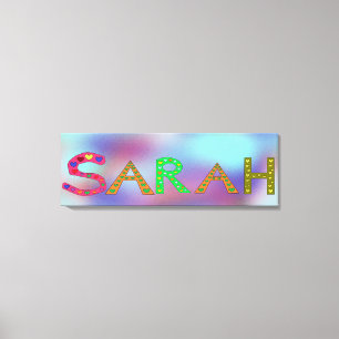 SARAH Girl's Name Niedlich Letters Design Blue Leinwanddruck