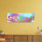 SARAH Girl's Name Niedlich Letters Design Blue Leinwanddruck (Insitu (Wohnzimmer))