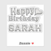 Sarah Happy Birthday silver Aufkleber Sticker (Blatt)