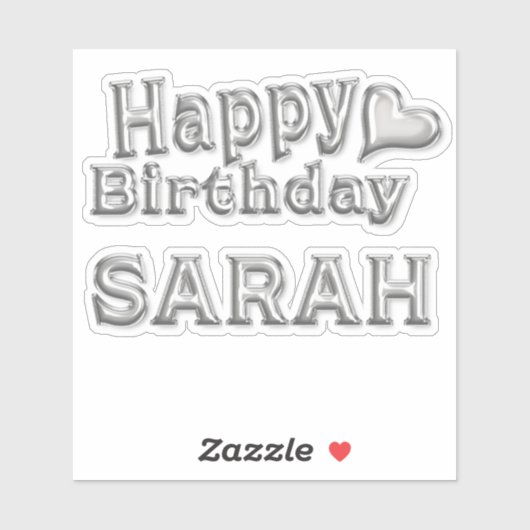 Sarah Happy Birthday silver Aufkleber Sticker (Blatt)