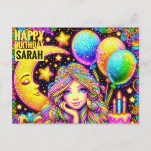 SARAH ~ HERZLICHEN GEBURTSTAG ~  3D Regenbogen Mäd Postkarte