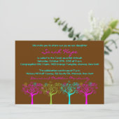 Sarah hofft Custom Pink Bat Mitzvah Einladung (Stehend Vorderseite)