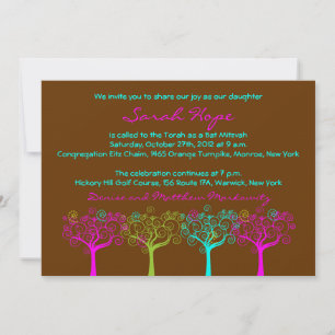 Sarah hofft Custom Pink Bat Mitzvah Einladung