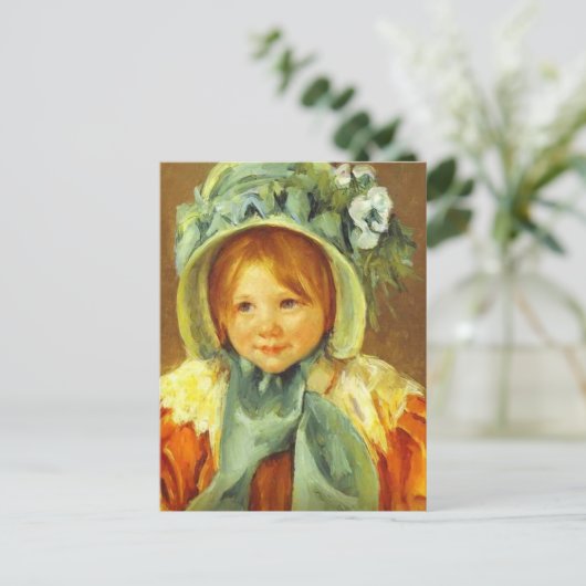 Sarah in einem grünen Bonnet von Mary Cassatt Post Postkarte (Stehend Vorderseite)
