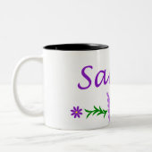 Sarah (lila Schmetterling) Zweifarbige Tasse (Links)