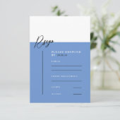 SARAH Modern Blue Minimalistisch Details Response RSVP Karte (Stehend Vorderseite)