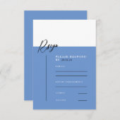 SARAH Modern Blue Minimalistisch Details Response  RSVP Karte (Vorne/Hinten)