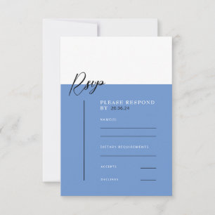 SARAH Modern Blue Minimalistisch Details Response  RSVP Karte