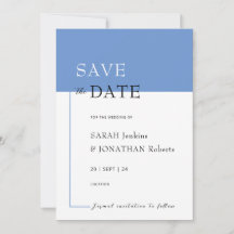 SARAH Modern Blue Minimalistisch Save the Date Car