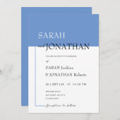 SARAH Modern Blue Minimalistisch Wedding Einladung (Vorne/Hinten)