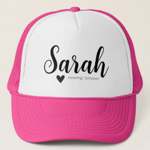 Sarah Name bedeutet Minimal moderne Script Cap Gir Truckerkappe