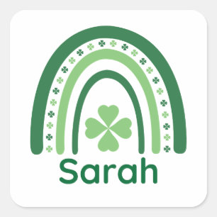 Sarah Name Clover Boho Rainbow Quadratischer Aufkleber