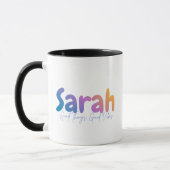 Sarah Name Geschenk - Gute Dinge Gute Vibes Tasse (Links)