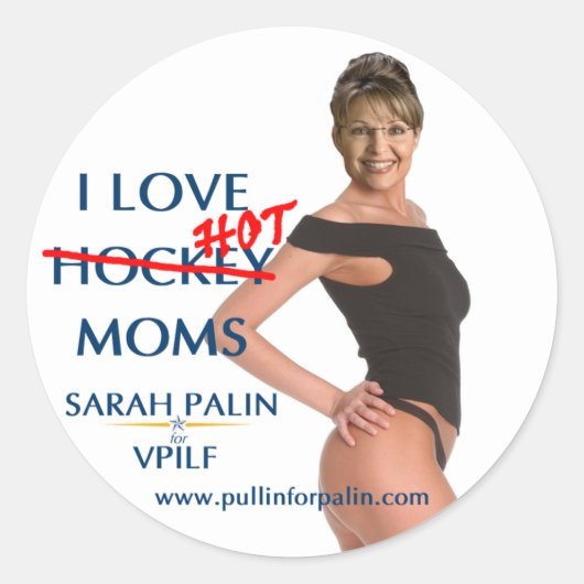 Sarah Palin - I Liebe Hot(ckey) Mamas Sticker (Vorderseite)