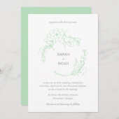 Sarah Sage Green Floral Wreath Moderne Hochzeit Einladung (Vorne/Hinten)