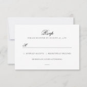 Sarah Simple Elegant Black & White Wedding RSVP Karte (Vorderseite)