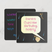 Sarahs Cupcake-Party Geburtstagseinladungskarte Einladung (Vorne/Hinten)