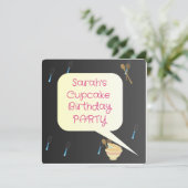 Sarahs Cupcake-Party Geburtstagseinladungskarte Einladung (Stehend Vorderseite)