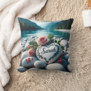 Sarah's River Stone Heart Kissen