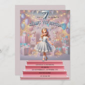 Sarahs siebter Geburtstag Einladung (Vorne/Hinten)