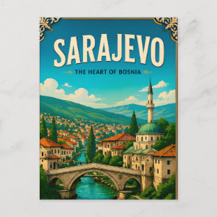🕌 Sarajevo Altstadt Brücke Reise 🏞️ Postkarte