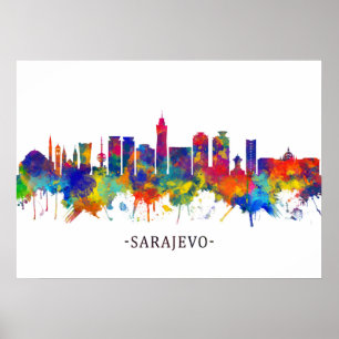 Sarajevo Bosnia and Herzegovina Skyline Poster