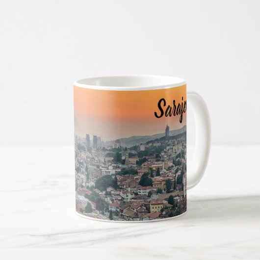 Sarajevo-Landschaft von oben Kaffeetasse (VorderseiteRechts)