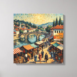 Sarajevo Ufer Basarszene Leinwandkunst Leinwanddruck