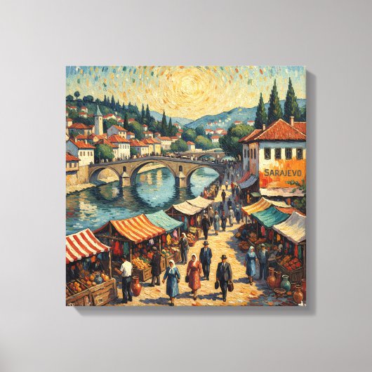 Sarajevo Ufer Basarszene Leinwandkunst Leinwanddruck (Vorderseite)