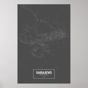 Sarajewo, Bosnien und Herzegowina (schwarz weiß) Poster