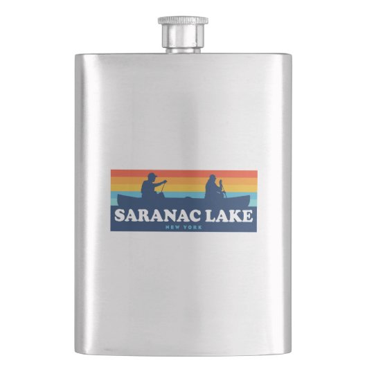 Saranac Lake New York Canoe Flachmann (Vorderseite)